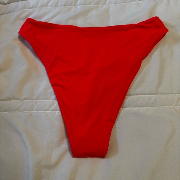 NWT Fashion Nova Bright Orange Long Sleeve Crop Top High Waist Swimsuit Sz M - Picture 7 of 11